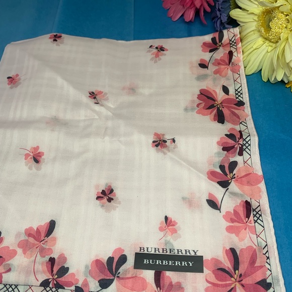 Burberry Pink Floral Mini Scarf - Picture 1 of 17